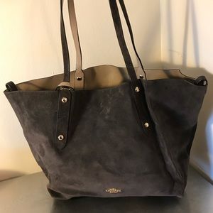 Coach Large Reversible Market Tote - Charcoal and Tan